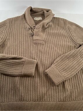Duluth cable net L brown wool high neck sweater